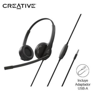 AURICULARES CREATIVE HS-230 3.5MM/ADAPTADOR USB-A 40MM NOISE-CANCELLING MUTE BLACK