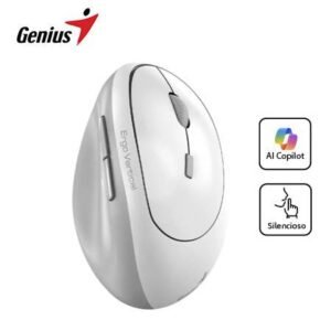 GTFMOU00079 MOUSE GENIUS ERGO 8350S AI COPILOT DUAL WIRELESS/BT VERTICAL 6-BOT SILENT WHITE GREY