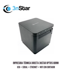 Impresora Térmica Directa 3nStar RPT015 80mm USB + Serial + Ethernet + WiFi con Cortador