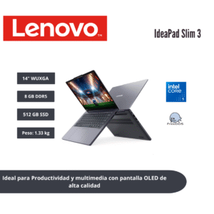 LAPTOP LENOVO IDEAPAD SLIM 3 14" WUXGA OLED CORE 5 320 8GB DDR5 512GB SSD LUNA GREY 83RQ005GLM