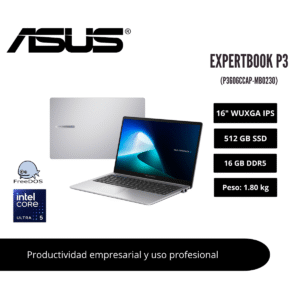 LAPTOP ASUS EXPERTBOOK P3 16" WUXGA IPS CORE ULTRA 5 225H 16GB DDR5 512GB SSD MISTY GREY 90NX0AL1-M00810