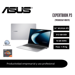 LAPTOP ASUS EXPERTBOOK P3 16" WUXGA IPS RYZEN 7 8840HS 16GB DDR5 512GB SSD MISTY GREY 90NX09T1-M00680