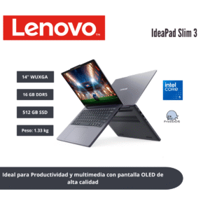 LAPTOP LENOVO IDEAPAD SLIM 3 14" WUXGA OLED CORE 5 320 16GB DDR5 512GB SSD LUNA GREY 83RQ005HLM