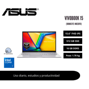 LAPTOP ASUS VIVOBOOK 15 15.6" FHD IPS CORE 7 150U 16GB DDR5 512GB SSD COOL SILVER WINDOWS 11 HOME 90NB13Y2-M02DF0