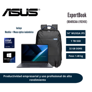 GTF963341 LAPTOP ASUS EXPERTBOOK B5 14" WUXGA IPS CORE ULTRA 7 355 32GB DDR5 1TB SSD GENTLE GREY WINDOWS 11 PRO 90NX0A21-M00830